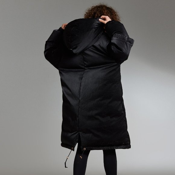 Hooded Down Jacket with Drawstring Hem - Picture 3 of 4